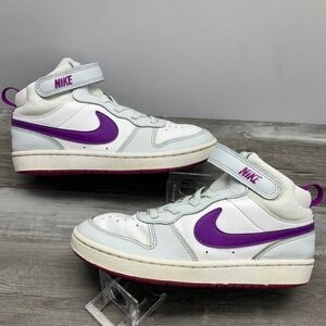 Nike Court Borough Mid 2 White Purple Kids Sneakers CD7783-009 Kids 2.5Y